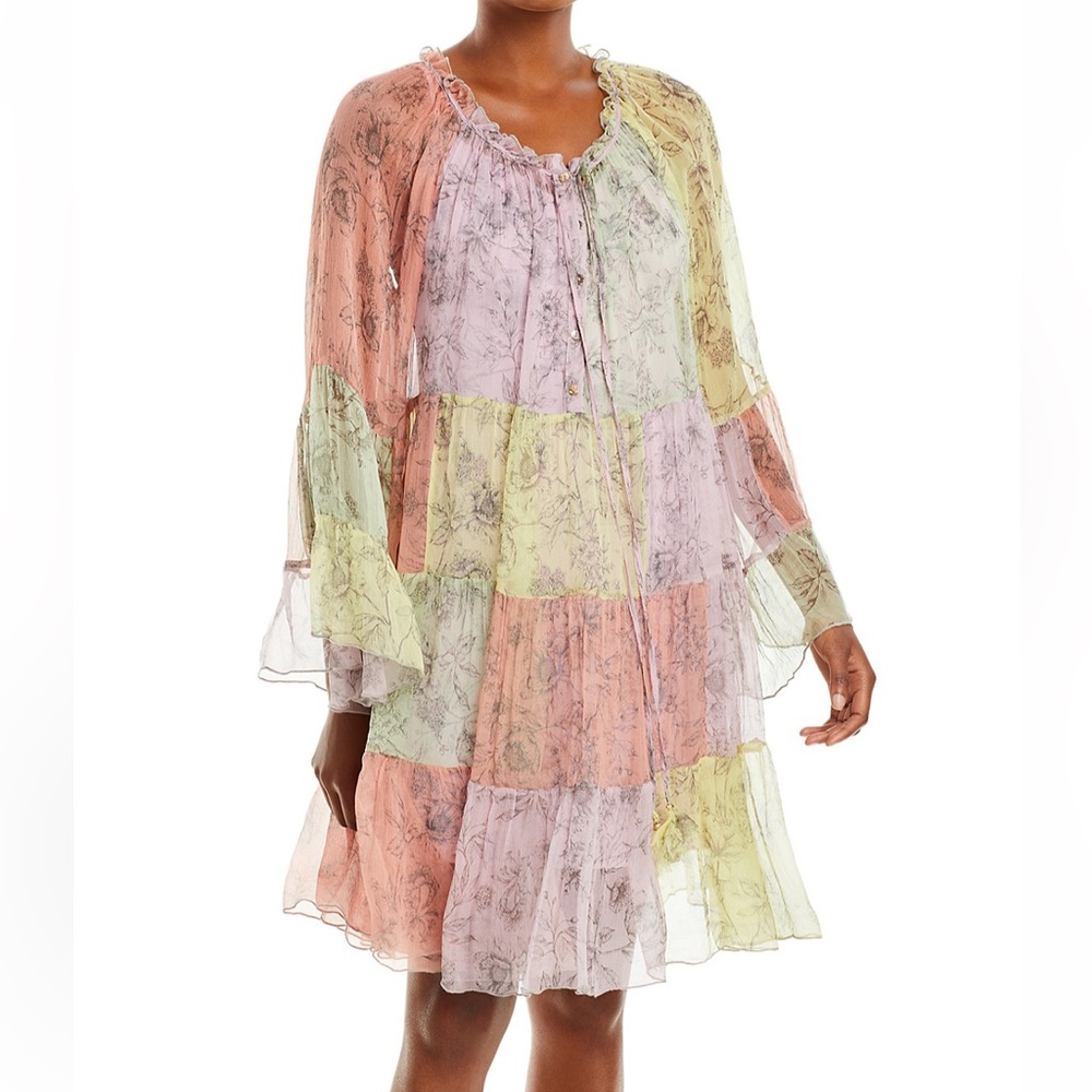 Johnny Was PETUNIA MINI DRESS size XL Multicolor Patchwork Mini Dress